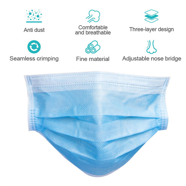 Masques protecteurs chirurgicaux jetables respirables 3 plis avec la boucle élastique d'oreille